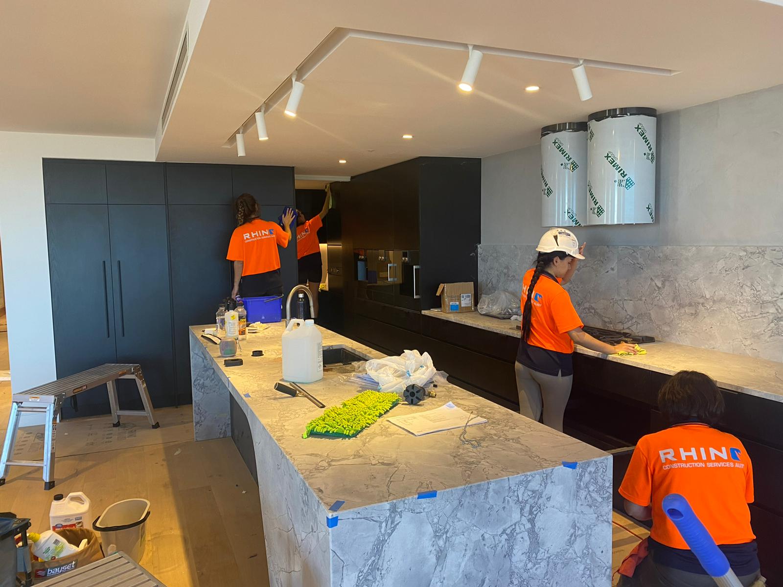 Rhino Construction Services performing builders clean in a kitchen